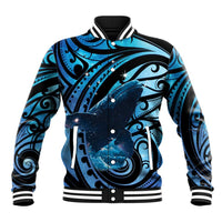 New Zealand Matariki Baseball Jacket Maori Humpback Whale Galaxy LT22 Unisex Blue - Polynesian Pride