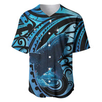 New Zealand Matariki Baseball Jersey Maori Humpback Whale Galaxy LT22 Blue - Polynesian Pride