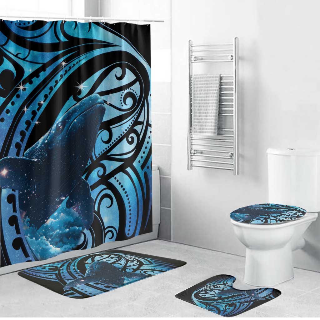 New Zealand Matariki Bathroom Set Maori Humpback Whale Galaxy LT22 Bathroom Set (4 pcs) Blue - Polynesian Pride