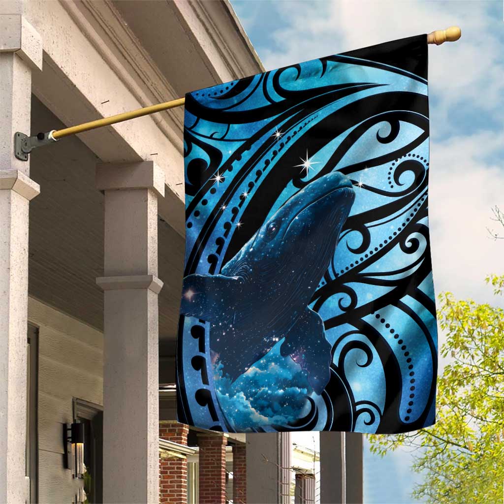 New Zealand Matariki Garden Flag Maori Humpback Whale Galaxy LT22 House Flag Blue - Polynesian Pride