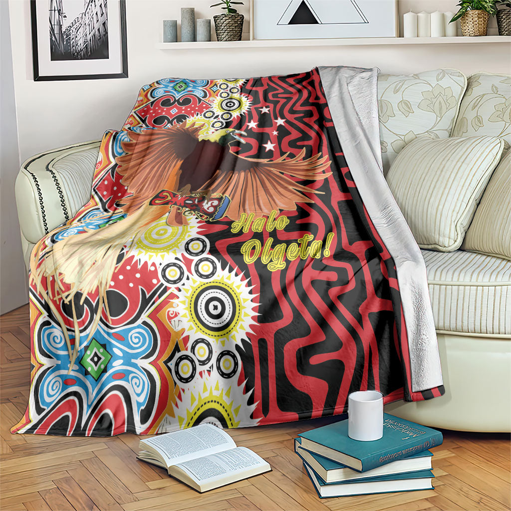 Papua New Guinea Pidgin Language Week Blanket Halo Olgeta Tok Pisin Wik Bird Of Paradise Oro Batik LT22 Red - Polynesian Pride