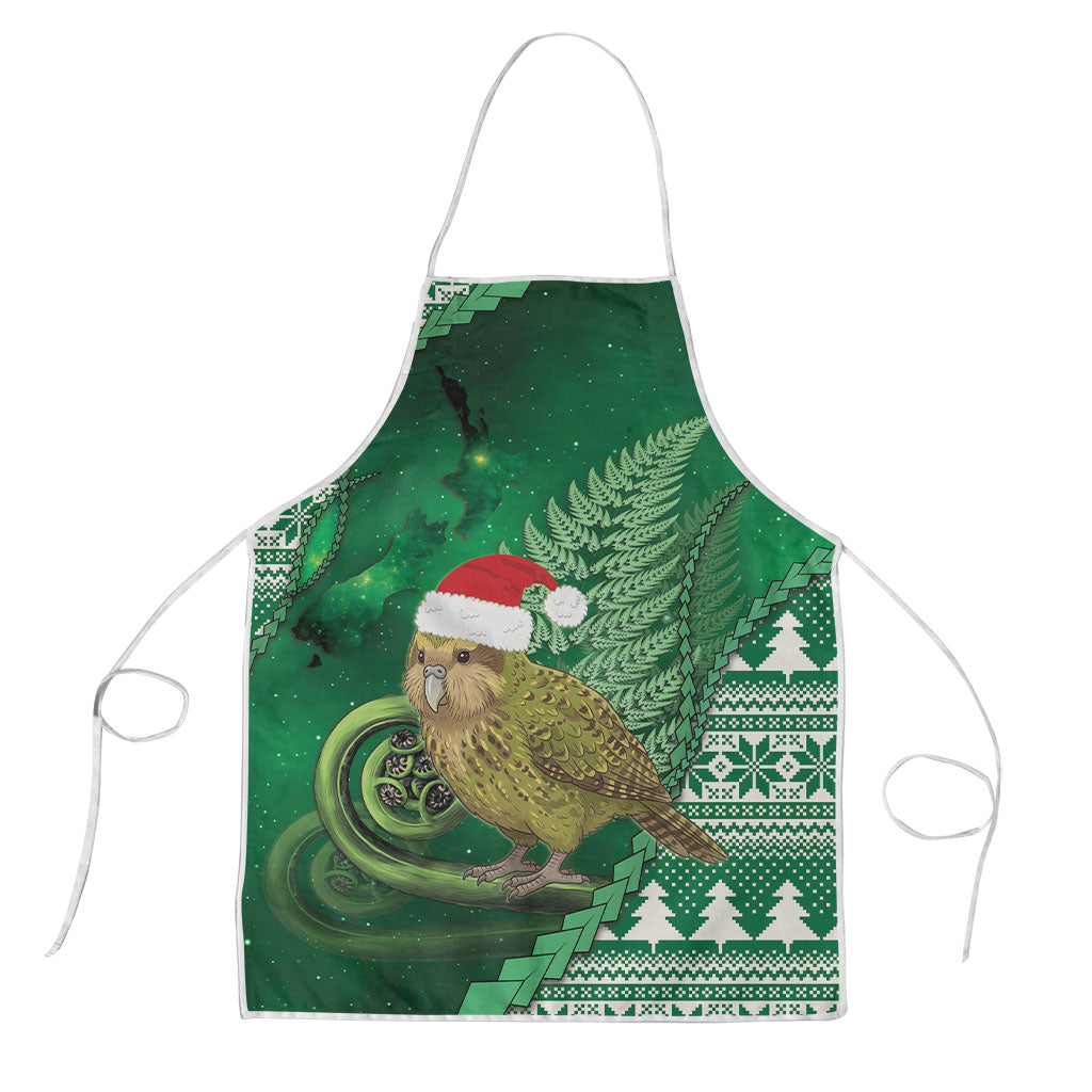 New Zealand Kakapo Christmas In July Apron Silver Fern Santa Xmas Green Color LT22 Green - Polynesian Pride