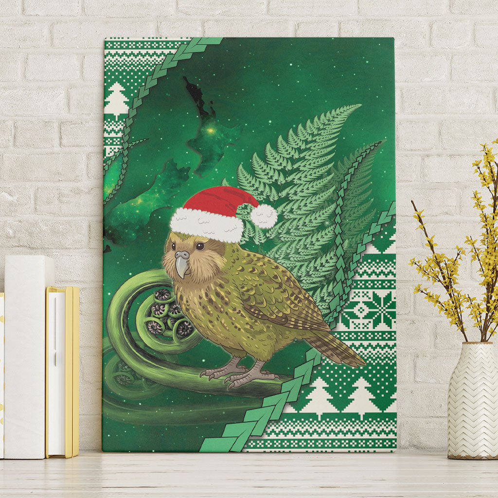 New Zealand Kakapo Christmas In July Canvas Wall Art Silver Fern Santa Xmas Green Color LT22 Without Frame Green - Polynesian Pride