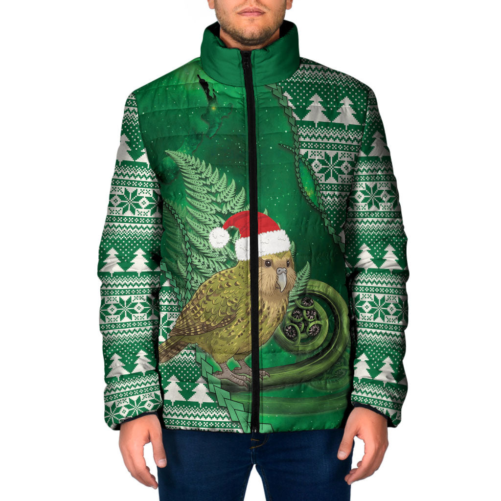 New Zealand Kakapo Christmas In July Padded Jacket Silver Fern Santa Xmas Green Color LT22 Men Green - Polynesian Pride