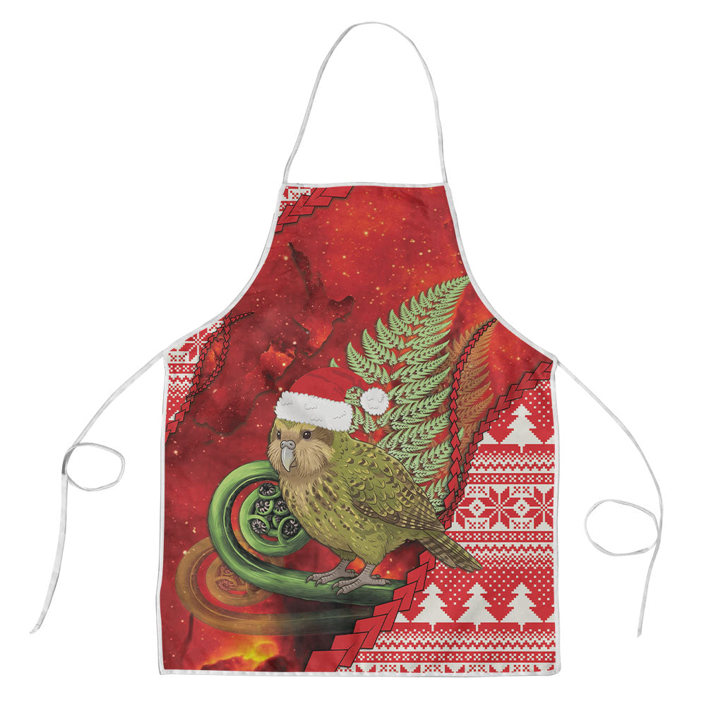 New Zealand Kakapo Christmas In July Apron Silver Fern Santa Xmas Red Color LT22 Red - Polynesian Pride