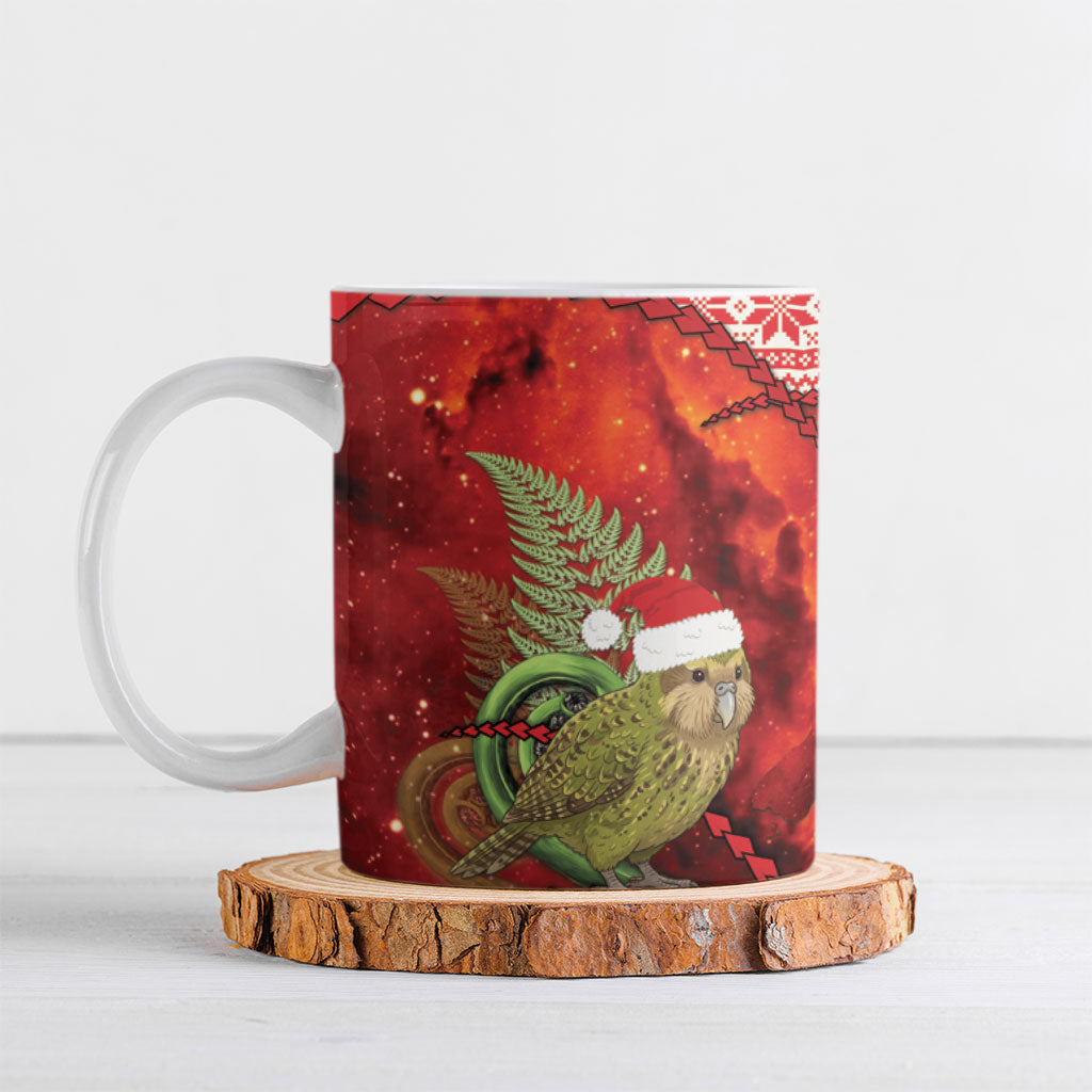 New Zealand Kakapo Christmas In July Ceramic Mug Silver Fern Santa Xmas Red Color LT22 Red - Polynesian Pride