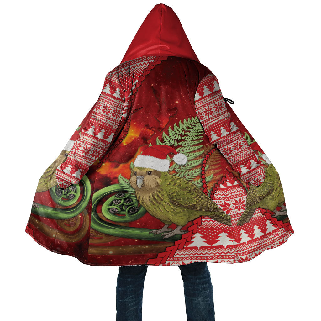 New Zealand Kakapo Christmas In July Cloak Silver Fern Santa Xmas Red Color LT22 Unisex Red - Polynesian Pride