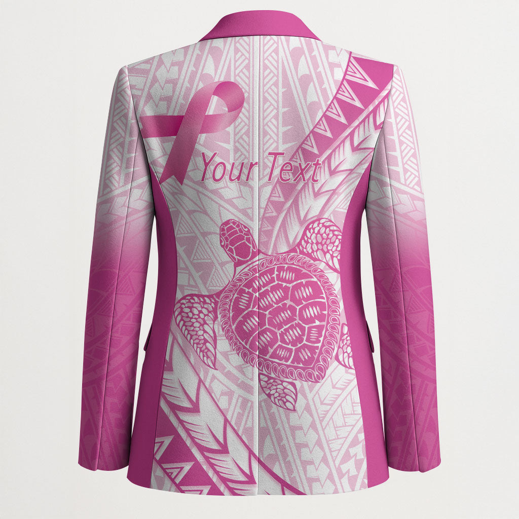 Breast Cancer Awareness Personalised Blazer Pink Ribbon Turtle Polynesian Pattern White LT22 - Polynesian Pride