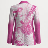 Breast Cancer Awareness Personalised Blazer Pink Ribbon Turtle Polynesian Pattern White LT22 - Polynesian Pride