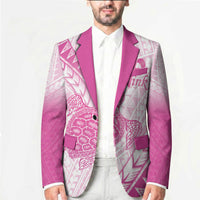 Breast Cancer Awareness Personalised Blazer Pink Ribbon Turtle Polynesian Pattern White LT22 - Polynesian Pride