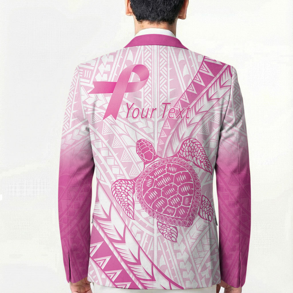 Breast Cancer Awareness Personalised Blazer Pink Ribbon Turtle Polynesian Pattern White LT22 - Polynesian Pride