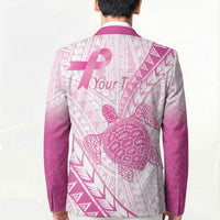 Breast Cancer Awareness Personalised Blazer Pink Ribbon Turtle Polynesian Pattern White LT22 - Polynesian Pride