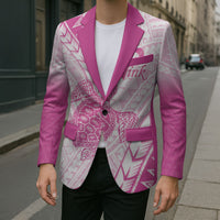 Breast Cancer Awareness Personalised Blazer Pink Ribbon Turtle Polynesian Pattern White LT22 - Polynesian Pride