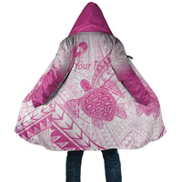 Breast Cancer Awareness Personalised Cloak Pink Ribbon Turtle Polynesian Pattern White LT22 Unisex Pink - Polynesian Pride