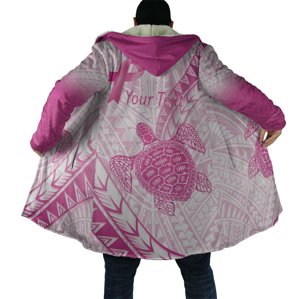Breast Cancer Awareness Personalised Cloak Pink Ribbon Turtle Polynesian Pattern White LT22 - Polynesian Pride