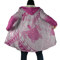 Breast Cancer Awareness Personalised Cloak Pink Ribbon Turtle Polynesian Pattern White LT22 - Polynesian Pride