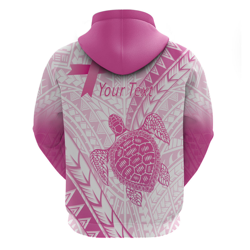 Breast Cancer Awareness Personalised Hoodie Pink Ribbon Turtle Polynesian Pattern White LT22 - Polynesian Pride