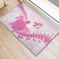 Breast Cancer Awareness Rubber Doormat Pink Ribbon Turtle Polynesian Pattern White LT22 - Polynesian Pride