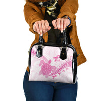 Breast Cancer Awareness Shoulder Handbag Pink Ribbon Turtle Polynesian Pattern White LT22 One Size Pink - Polynesian Pride