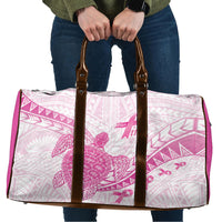 Breast Cancer Awareness Travel Bag Pink Ribbon Turtle Polynesian Pattern White LT22 Pink - Polynesian Pride