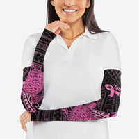 Breast Cancer Awareness Personalised Arm Sleeves Pink Ribbon Turtle Polynesian Pattern Black LT22 - Polynesian Pride