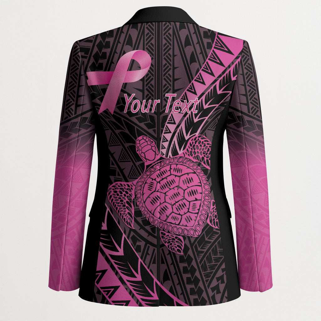 Breast Cancer Awareness Personalised Blazer Pink Ribbon Turtle Polynesian Pattern Black LT22 - Polynesian Pride