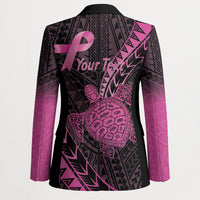 Breast Cancer Awareness Personalised Blazer Pink Ribbon Turtle Polynesian Pattern Black LT22 - Polynesian Pride