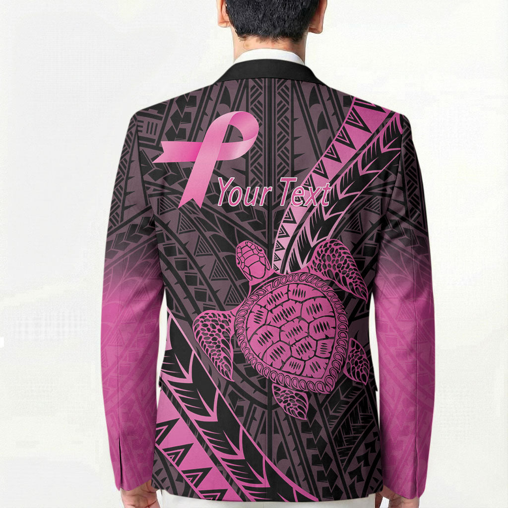 Breast Cancer Awareness Personalised Blazer Pink Ribbon Turtle Polynesian Pattern Black LT22 - Polynesian Pride