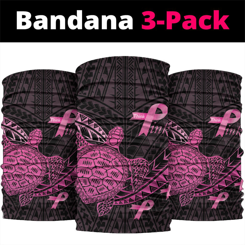 Breast Cancer Awareness Neck Gaiter Pink Ribbon Turtle Polynesian Pattern Black LT22 package One Size: 25*50cm Pink - Polynesian Pride