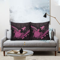 Breast Cancer Awareness Pillow Cover Pink Ribbon Turtle Polynesian Pattern Black LT22 - Polynesian Pride