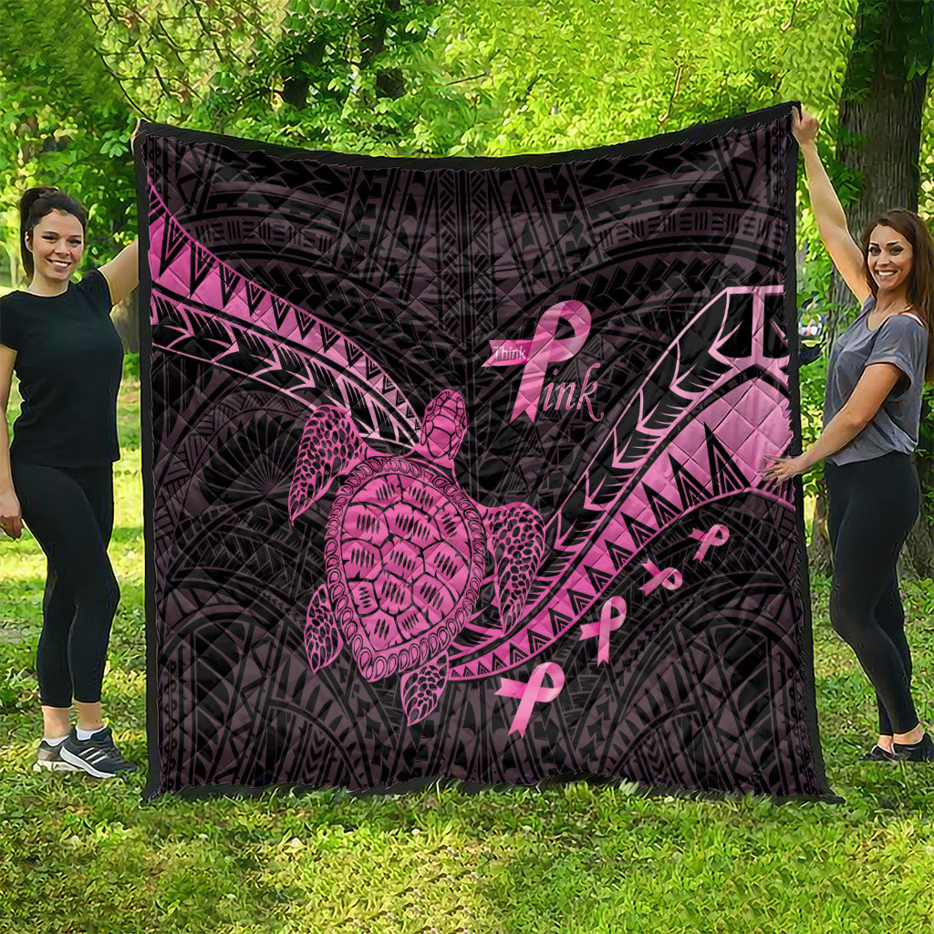 Breast Cancer Awareness Quilt Pink Ribbon Turtle Polynesian Pattern Black LT22 - Polynesian Pride