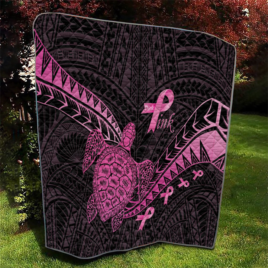 Breast Cancer Awareness Quilt Pink Ribbon Turtle Polynesian Pattern Black LT22 - Polynesian Pride
