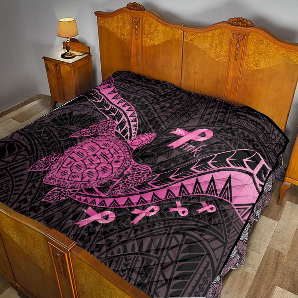 Breast Cancer Awareness Quilt Pink Ribbon Turtle Polynesian Pattern Black LT22 - Polynesian Pride