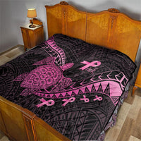 Breast Cancer Awareness Quilt Pink Ribbon Turtle Polynesian Pattern Black LT22 - Polynesian Pride