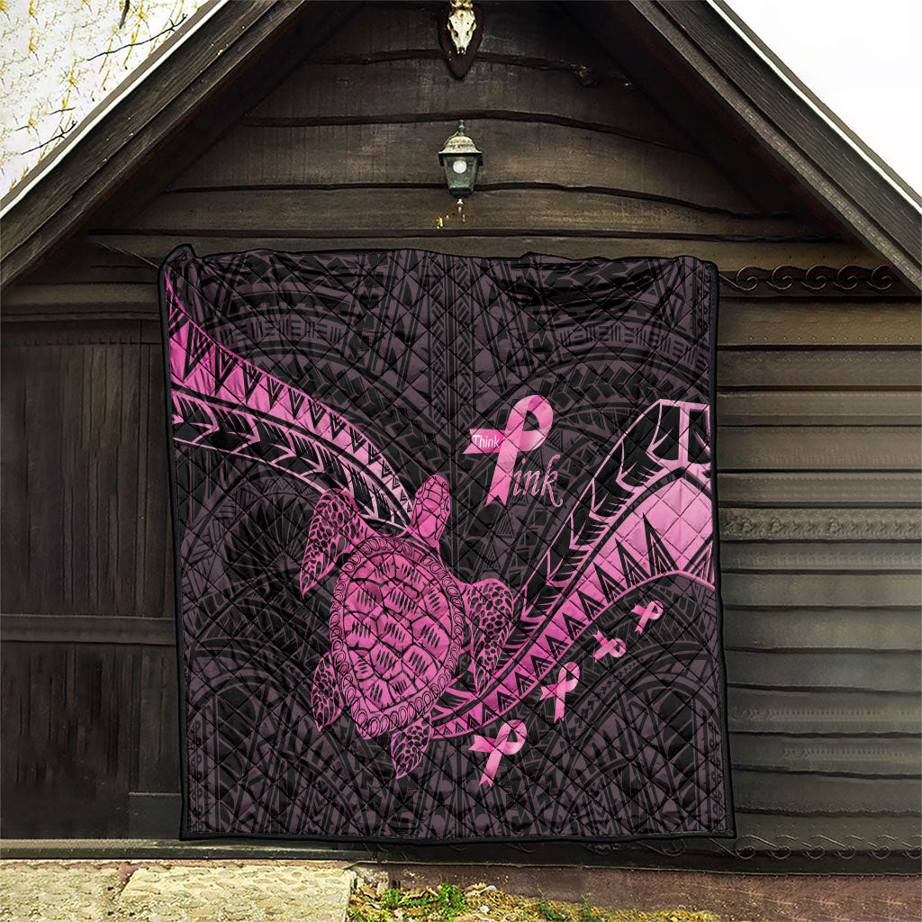 Breast Cancer Awareness Quilt Pink Ribbon Turtle Polynesian Pattern Black LT22 - Polynesian Pride
