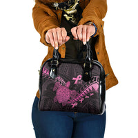 Breast Cancer Awareness Shoulder Handbag Pink Ribbon Turtle Polynesian Pattern Black LT22 One Size Pink - Polynesian Pride