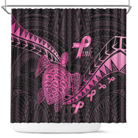 Breast Cancer Awareness Shower Curtain Pink Ribbon Turtle Polynesian Pattern Black LT22 Pink - Polynesian Pride