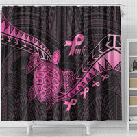 Breast Cancer Awareness Shower Curtain Pink Ribbon Turtle Polynesian Pattern Black LT22 - Polynesian Pride