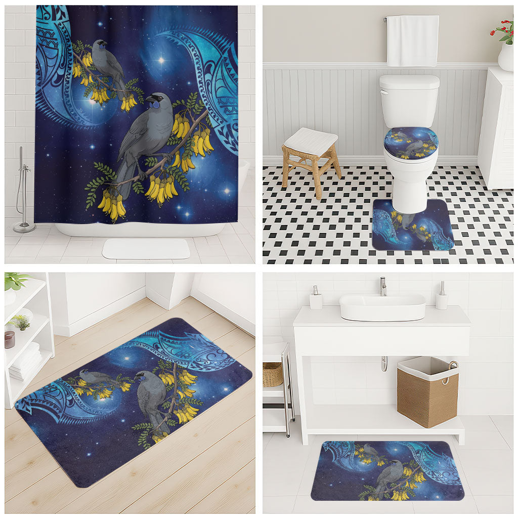 New Zealand Kokako Bird Bathroom Set Kowhai Galaxy Style Polynesian Pattern LT22 - Polynesian Pride