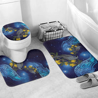 New Zealand Kokako Bird Bathroom Set Kowhai Galaxy Style Polynesian Pattern LT22 Mat Set Only (3 pcs) One Size Blue - Polynesian Pride