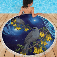 New Zealand Kokako Bird Beach Blanket Kowhai Galaxy Style Polynesian Pattern LT22 - Polynesian Pride