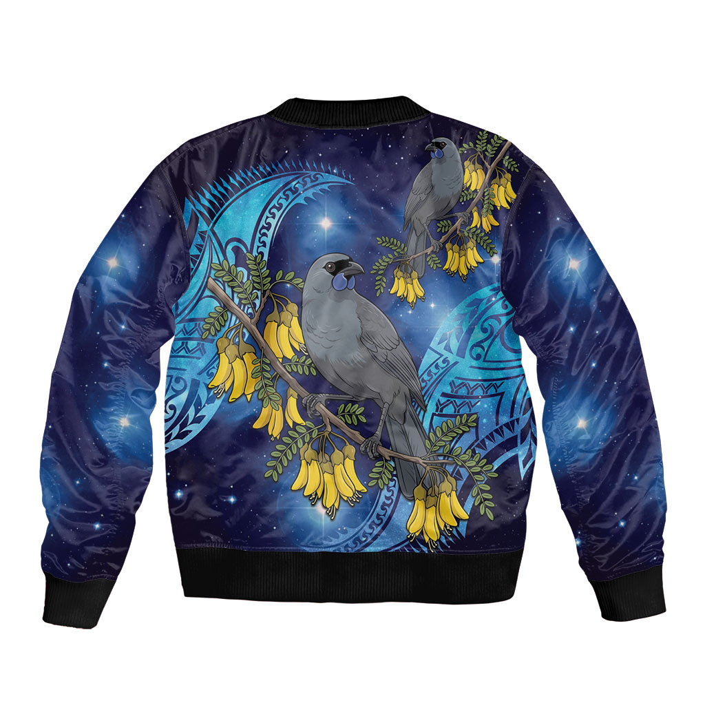 New Zealand Kokako Bird Bomber Jacket Kowhai Galaxy Style Polynesian Pattern LT22 - Polynesian Pride