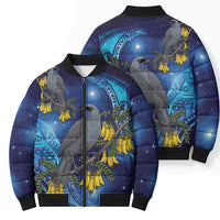 New Zealand Kokako Bird Bomber Puffer Jacket Kowhai Galaxy Style Polynesian Pattern LT22 - Polynesian Pride