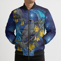 New Zealand Kokako Bird Bomber Puffer Jacket Kowhai Galaxy Style Polynesian Pattern LT22 - Polynesian Pride