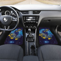 New Zealand Kokako Bird Car Mats Kowhai Galaxy Style Polynesian Pattern LT22 Set 2pcs - Front Blue - Polynesian Pride