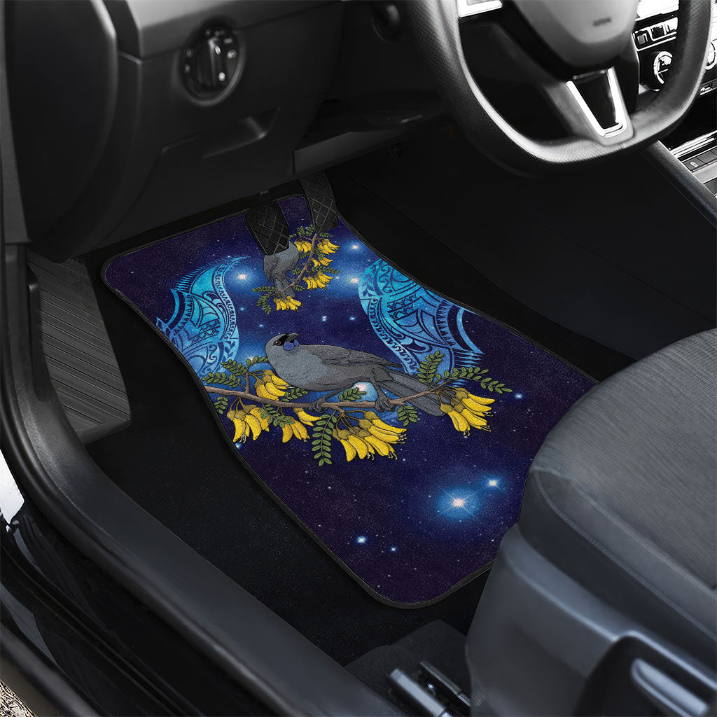 New Zealand Kokako Bird Car Mats Kowhai Galaxy Style Polynesian Pattern LT22 - Polynesian Pride