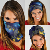 New Zealand Kokako Bird Neck Gaiter Kowhai Galaxy Style Polynesian Pattern LT22 - Polynesian Pride