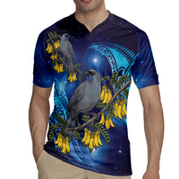 New Zealand Kokako Bird Rugby Jersey Kowhai Galaxy Style Polynesian Pattern LT22 - Polynesian Pride