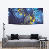 New Zealand Kokako Bird Tapestry Kowhai Galaxy Style Polynesian Pattern LT22 - Polynesian Pride