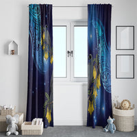 New Zealand Kokako Bird Window Curtain Kowhai Galaxy Style Polynesian Pattern LT22 - Polynesian Pride